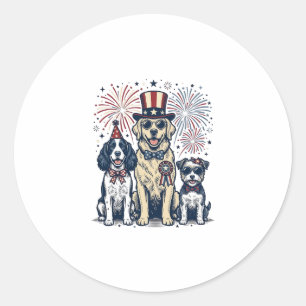 Patriottische Honden Trio Vintage Gravure Shirt On Ronde Sticker