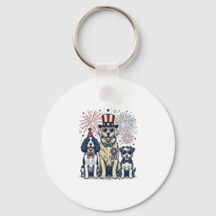 Patriottische Honden Trio Vintage Gravure Shirt On Sleutelhanger