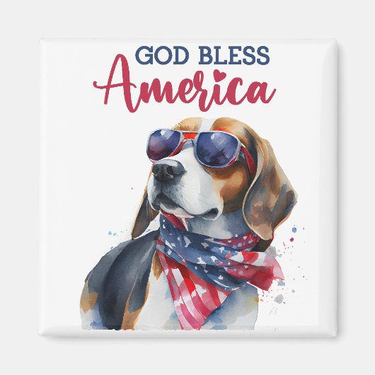 Patriottische hondenbeagle magneet (Voorkant)
