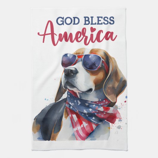 Patriottische hondenbeagle theedoek (Verticaal)