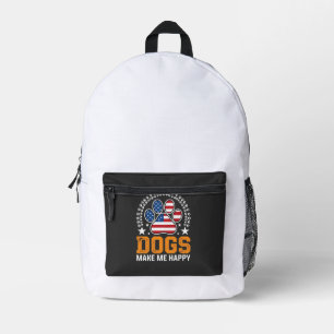 Patriottische hondenpootafdruk Vector Bedrukte Rugzak