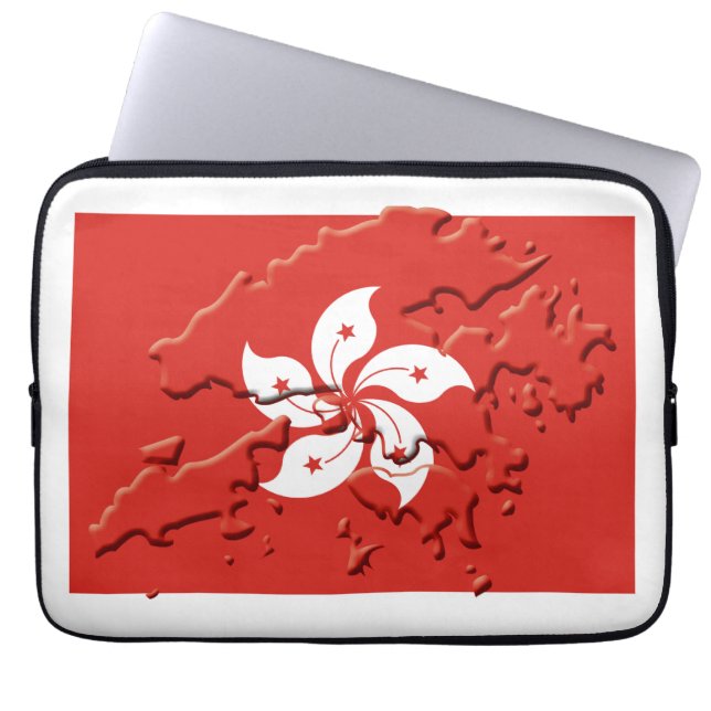 Patriottische HONG KONG-vlaggenplattegrond Laptop Sleeve (Voorkant)