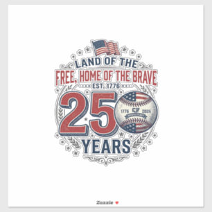 Patriottische honkbal 250 jaar vintage shirt ontwe sticker