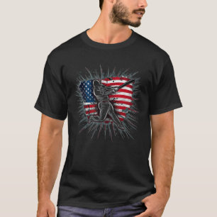 Patriottische honkbal 4 juli Amerikaanse vlag bo T-shirt