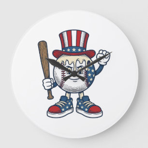 Patriottische honkbal mascotte vintage graveerontw grote klok