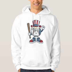 Patriottische honkbal mascotte vintage graveerontw hoodie