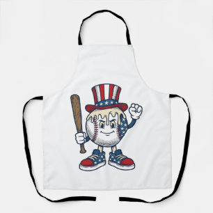 Patriottische honkbal mascotte vintage graveerontw schort