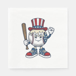 Patriottische honkbal mascotte vintage graveerontw servet