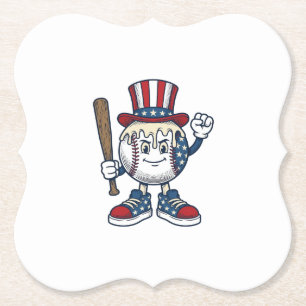 Patriottische honkbal mascotte vintage gravure ont kartonnen onderzetters