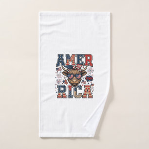 Patriottische Hoogland Koe Amerika 4 juli T-shirt_ Handdoek