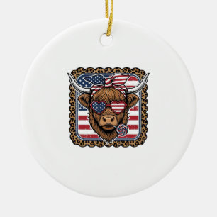 Patriottische Hoogland Koe Oude Gravure Ontwerp (2 Keramisch Ornament