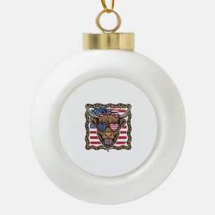 Patriottische Hoogland Koe Oude Vlag Grafisch_1 Keramische Bal Ornament