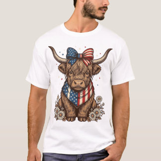 Patriottische Hoogland Koe Vintage T-shirt