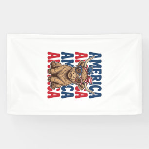 Patriottische Hooglandkoe Amerika Vintage T-shirt Spandoek