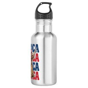 Patriottische Hooglandkoe Amerika Vintage T-shirt  Waterfles