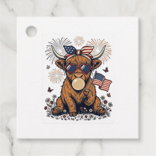 Patriottische Hooglandkoe Bubblegum Vintage Gravur Bedankjes Labels