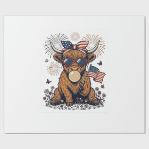 Patriottische Hooglandkoe Bubblegum Vintage Gravur Cadeaupapier