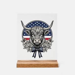 Patriottische Hooglandkoe Vintage Gravure Kunst_1 Acryl Bord