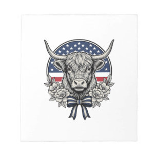 Patriottische Hooglandkoe Vintage Gravure Kunst_1 Notitieblok