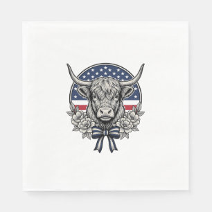Patriottische Hooglandkoe Vintage Gravure Kunst_1 Servet