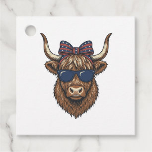 Patriottische Hooglandkoe Vintage Gravure Ontwerp_ Bedankjes Labels