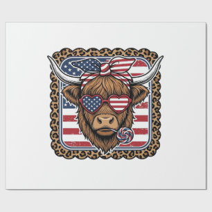 Patriottische Hooglandkoe Vintage Gravure Ontwerp  Cadeaupapier