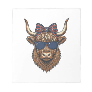 Patriottische Hooglandkoe Vintage Gravure Ontwerp_ Notitieblok