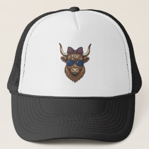 Patriottische Hooglandkoe Vintage Gravure Ontwerp_ Trucker Pet