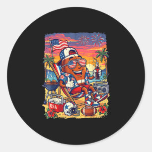Patriottische hotdog 4 juli grappige Amerikaanse v Ronde Sticker