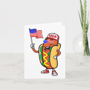 Patriottische Hotdog Amerikaanse Vlag VS Grappig 4 Kaart