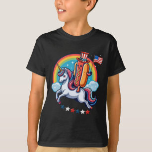 Patriottische Hotdog Riding Unicorn 4th of July Am T-shirt