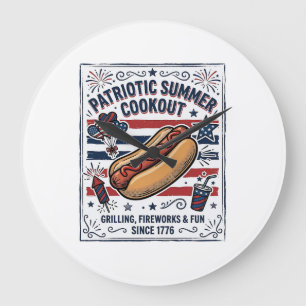 Patriottische Hotdog Vintage BBQ Grote Klok