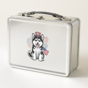 Patriottische Husky Puppy Vintage Gravure Shirt De