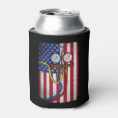 Patriottische HVAC Technicus Amerikaanse vlag HVAC Blikjeskoeler (Blikje Voorkant)