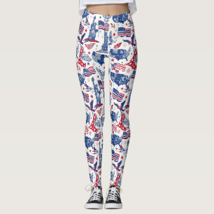 Patriottische iconen patroon - Vrijheidsbeeld, Vla Leggings