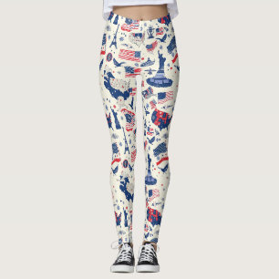 Patriottische iconen - Vrijheidsbeeld, Vlag (2) Leggings
