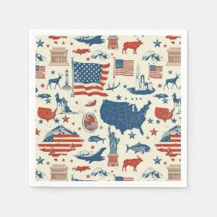 Patriottische iconen - Vrijheidsbeeld, Vlag (3) Servet