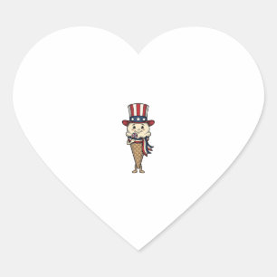 Patriottische Ijsje Kegel Vintage Gravure Ontwerp_ Hart Sticker