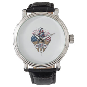 Patriottische Ijsjes Kegels Vintage 4 juli T-Shirt Horloge