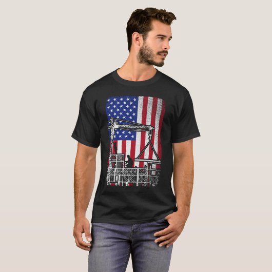 Patriottische ijzerwerker USA Amerikaanse vlag T-shirt (Voorkant volledig)
