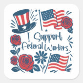 Patriottische Ik steun Federale Arbeiders, Fed Wer Vierkante Sticker (Voorkant)
