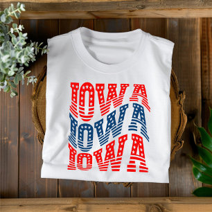 Patriottische Iowa Rood en Blauw Boho T-shirt