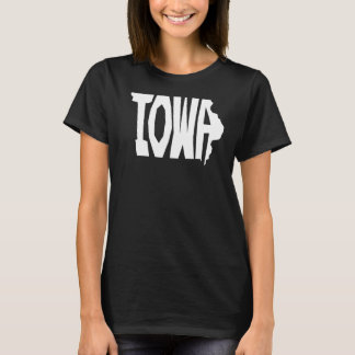 Patriottische kaart van de thuisstaat van Iowa Tex T-shirt
