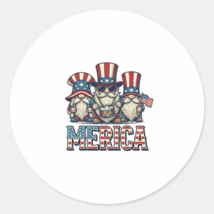 Patriottische Kabouter Merica Vintage Vector Ontwe Ronde Sticker