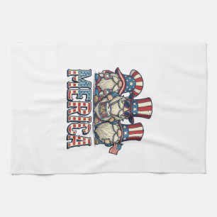 Patriottische Kabouter Merica Vintage Vectorontwer Theedoek