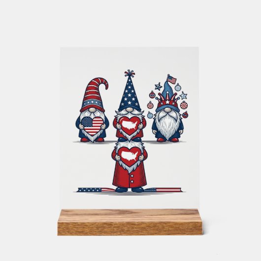 Patriottische Kabouter Trio Vintage Vector Design_ Acryl Bord (Voorkant)