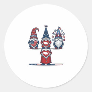 Patriottische Kabouter Trio Vintage Vector Ontwerp Ronde Sticker