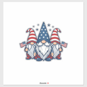 Patriottische Kabouter Trio Vintage Vector Ontwerp Sticker