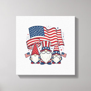 Patriottische Kabouter Vlag Vintage Gravure Ontwer Canvas Afdruk