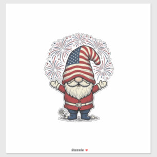 Patriottische Kabouter Vuurwerk Vintage Vector Ont Sticker